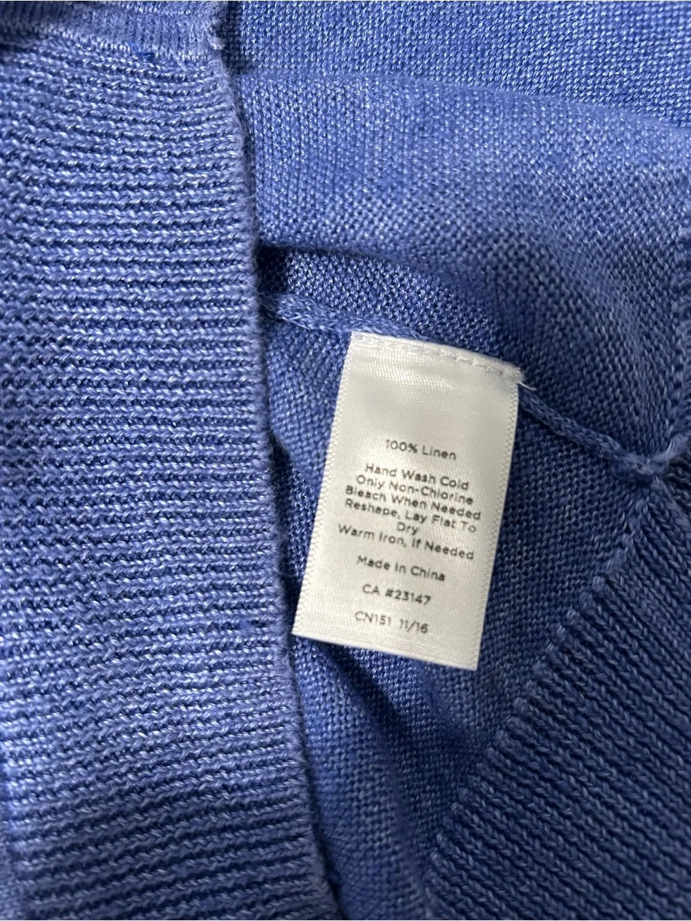 Talbots Blue Scoop Neck Lightweight Sweater with Tassel Tie Back